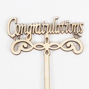 Wood Congratulations Graduation Cake Topper - <strong>Congrats</strong> Grad Party <strong>Decorations</strong> Supplies - High School Graduation Cake Topper - Product Image 1