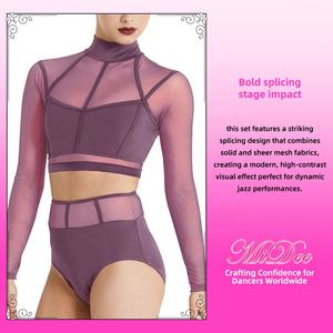 Ensemble de costumes de danse <span class=keywords><strong>jazz</strong></span> MiDee au design moderne pour femmes adultes, haut court et pantalon triangulaire pour la scène - Product Image 3