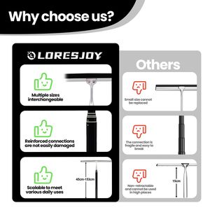 מגב טלסקופי מגורר טלסקופי מסיליקון מקלחת מגב הסיטונאי רצפת קנבלים מפלדת אל חלד שחורה - Product Image 4