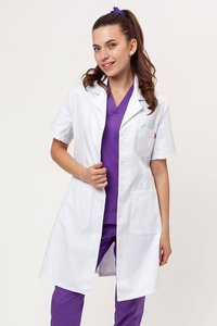 Infirmière en gros uniforme personnalisation été manches courtes femme mince fendu travail uniforme oral docteur laboratoire manteaux - Product Image 4