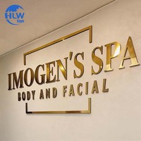 Enseigne en métal avec logo doré, enseigne commerciale en métal, lettres en métal non éclairées pour entreprise, studio, institut de beauté, salon