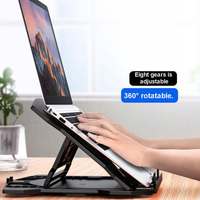 Support de tablette et d'ordinateur portable pliable rotatif à 360°, réglable, durable, ventilé, pour bureau