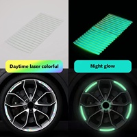 Logo Personnalisé 20 Pièces, Bande Adhésive Lumineuse Phosphorescente pour Jantes de Voiture, Moto, Vélo