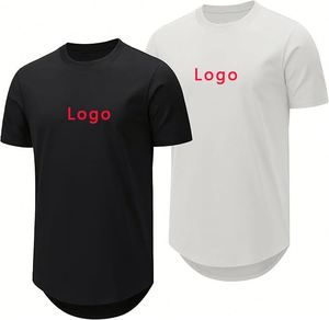 Customized <b>T</b>-<b>Shirts</b> for Sublimation <b>White</b> in Bulk 100% Polyester <b>T</b> <b>Shirts</b> Hipster Hip Hop <b>Longline</b> Crewneck <b>T</b>-<b>Shirt</b> - Product Image 1