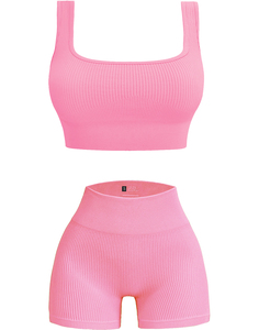 <span class=keywords><strong>Ensemble</strong></span> personnalisé de haute qualité pour femmes Vêtements de yoga et fitness Soutien-gorge et <span class=keywords><strong>short</strong></span> de <span class=keywords><strong>sport</strong></span> <span class=keywords><strong>Ensemble</strong></span> yoga deux pièces pour femmes avec poches - Product Image 4