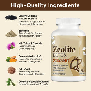 VitaHall Capsules de soutien à la santé du foie à base de zéolite clinoptilolite activée <span class=keywords><strong>pour</strong></span> adultes - 60 capsules/flacon - Product Image 3