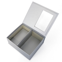 Caja de regalo vacía de flores, cajas magnéticas abiertas con ventana, de lujo, personalizadas, color gris