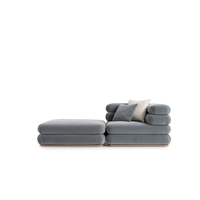 Juego de sofás de Villa modulares en forma de L de tela de peluche minimalista italiana de 6 plazas sofás nórdicos de salón modernos para el hogar de lujo