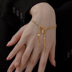 Anti <b>Bracelet</b> Bulk 14k 18k Gold Plated Stainless Steel <b>Charm</b> <b>Bracelet</b> Wholesale Tassel <b>Charms</b> for <b>Bracelets</b> - Product Image 3