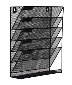 Lưới Tài Liệu Tạp Chí Thư File Sorter Rack Chủ Lưu Trữ Organizer Treo Tường Mount Dọc Tầng Kim Loại Tài Liệu Khay