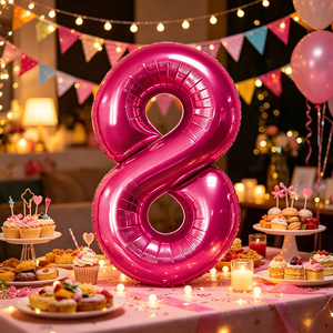 Party Love Balloon Numero Fuchsia N8 100cm 12 pcs Bag for age-specific celebrations or themed events - Product Image 5