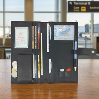 WRIZA Porte-passeport minimaliste en cuir véritable, court, noir, avec fermeture à fermoir, étui pour documents de voyage, impression métallique, épaisseur 30 mm