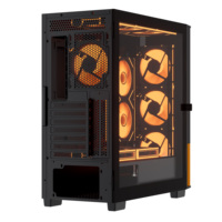 Boîtier d'ordinateur de jeu EATX Mid Tower compatible avec refroidisseur liquide 360 mm, panneau en verre trempé à charnières