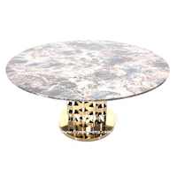 Ensemble de tables et chaises rondes modernes de luxe Base en acier inoxydable nouveau style pour les repas, les événements en plein air, les hôtels et les cuisines