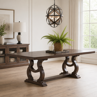 Ensemble de table et chaises de salle à manger en bois rustique de style américain, design simple, 6 places