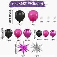 Noir rose Rose rouge ballon couronne ensemble Explosion étoile aluminium Film ballon fille anniversaire célibataires fête décoration