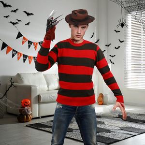 Costume d'Halloween pour homme, pull tricoté, chapeau marron, gants, autocollants plaies de sang, ensemble de tenue de cosplay - Product Image 5