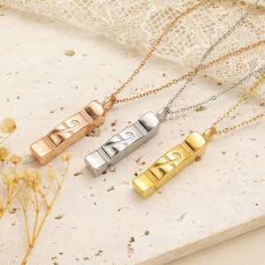 Kalung liontin alfabet baja tahan karat berlapis emas 18K Aksesori baru untuk gaya trendi agama untuk Hari Jadi - Product Image 3