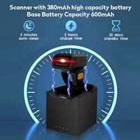 Lecteur de codes-barres 2D sans fil haute vitesse avec mini-scanner QR et anneau de doigt, batterie 380 mAh, station de charge incluse JR Z38W