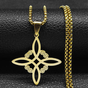 Acier inoxydable <span class=keywords><strong>Sorcière</strong></span> Noeud Pendentif Collier Charme Or/Argent Unisexe Sorcellerie Irlandaise Noeud Pendentif Amulette Collier Bijoux - Product Image 1