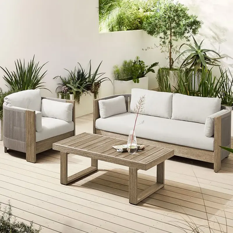 Современный дизайн 2023, уличный диван, садовый диван, низкие сиденья и широкие доски, выветренный стул из массива дерева и тикового дерева