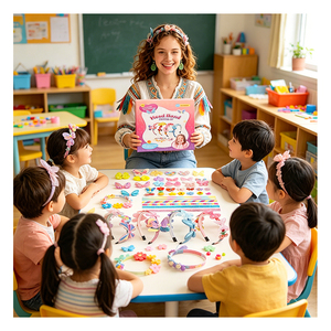 Kit al por mayor para hacer diademas: Set de manualidades festivas con mariposas brillantes, perlas, cintas y flores de espuma para niños - Product Image 2