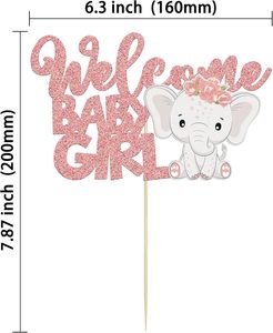 1 Pieza Decoración para Pastel de Bienvenida para Bebé Niña, Adorno de Pastel con Purpurina Oro Rosa para Baby Shower de Niña, Decoración de Pastel con Elefante, Suministros para Decoración de Pasteles 'Es una Niña' - Product Image 2