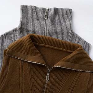 OEM ODM Mulheres Casual Zip-Frente Sem Mangas De Lã Malha Coletes Turn-Down Collar 100% Heavyweight Commuter Knit Pullover - Product Image 4