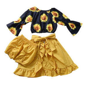 niña conjuntos top interior pantalones cortos <span class=keywords><strong>con</strong></span> tirantes faldas niños 3 piezas conjunto chico chica falda chica vestido - Product Image 1