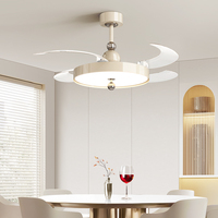 Ventilateur de plafond intelligent de luxe 2026 de 42 pouces avec lumières LED, télécommande 220 V, profil bas, lampe de salon, prix d'usine