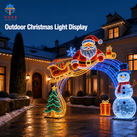 Arco de Linterna Navideña Iluminado Grande con Luces LED de Santa Claus y Muñeco de Nieve para Centros Comerciales y Espacios Públicos