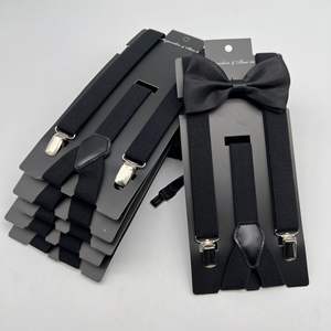 Per uomini e donne per feste Costume da ballo Tuxedo accessorio Unisex regolabile Y posteriore in poliestere 3 Set di papillon e bretelle - Product Image 3