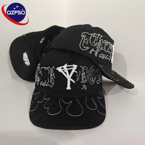 QZFSO Custom Adjustable Sports Hats New Suede Brim Era 5 Panel Gorras 3d Embroidery Rhinestone Unisex Baseball Cap For Men - Product Image 1