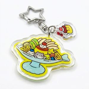 Llavero de acrílico ecológico personalizado con diseño de dibujos animados, colgante para bolso, regalo de papelería estético, venta al por mayor, transparente, pequeño - Product Image 2