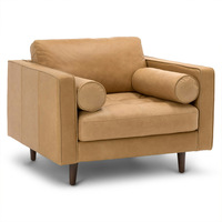 Canapé lounge en bois monoplace marron, style classique vintage du milieu du siècle, chaise de salon de 42 pouces, meubles anciens pour la maison