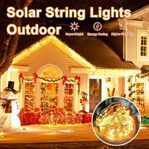 Guirlande lumineuse solaire LED étanche 12/22/32m en fil de cuivre pour Noël, lumières de fêtes, lumières de Diwali, décoration de jardin extérieur - Product Image 2