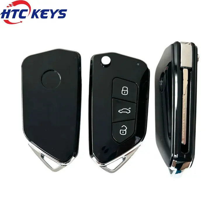 Boa qualidade 3 botão modificado flip shell chave para v-w caso chave do carro