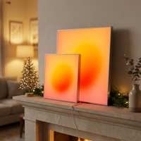 LUZ Art Display Wall Square Art Deco LED Sunset Light Box avec variateur à bouton et capteur tactile, cadre en aluminium pour la décoration intérieure