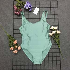 S - XXXL costumi da bagno in bianco per le donne puro colore costume intero taglie forti - Product Image 4