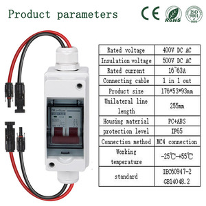 DC500V โซลาร์เซลล์ <span class=keywords><strong>DC</strong></span> เซอร์กิตเบรกเกอร์, เบรกเกอร์ IP65กันน้ำกลางแจ้งแบบ1 in 1 - Product Image 3