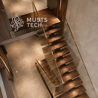 Escalier mono-poutre contemporain pour villas, qualité premium, vente en gros directe usine, pour projets d'aménagement
