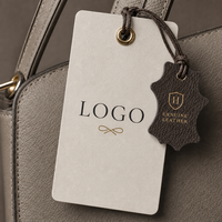Étiquette suspendue de luxe personnalisée avec logo pour sac à main, étiquette en cuir véritable, étiquette en papier premium pour sacs, sacs à main, vêtements et accessoires