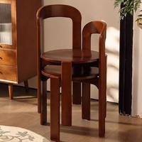 Wohnmöbel Stapelbarer Multifunktionaler Neuer Chinesischer Stil Retro Mid-Century Massivholz Esszimmerstuhl für Zuhause und Café