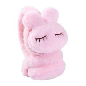 Lindas Orejeras de Peluche con Orejas de Conejo, Color Rosa, Cálidas para Invierno, para Mujeres y Niños - Product Image 1