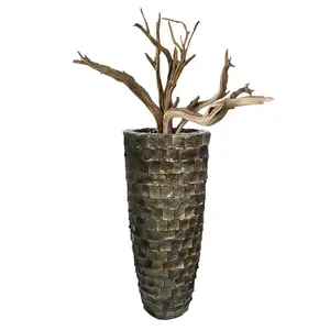 荷兰风格艺术贝壳花瓶创意黑色天然贝壳样板房装饰 60/90/120CM高度花盆
