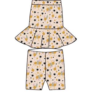 OEM/ODM Conjunto de Top sin Mangas y Falda con Volantes de Bambú/Algodón Orgánico con Estampado Personalizado para Bebés Niñas, Pantalones Cortos Ajustados, Estilo Hawaiano, ¡Gran Venta! - Product Image 3
