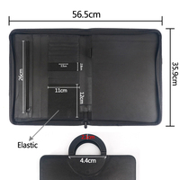 Carpeta organizadora de cartera de archivos con cremallera negra A4 de cuero PU carpeta de documentos con mango oculto cartera de negocios