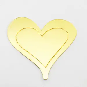 Ychon özel kek Topper altın kalp şekli akrilik kek topper sevgililer günü aşk akrilik Cupcake toppers dekorasyon