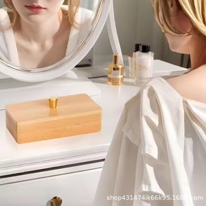Cross-border wooden double-layer <b>jewelry</b> <b>box</b> with lid, earrings, <b>necklaces</b>, and other <b>jewelry</b> storage <b>box</b>, women's bracelet and - Product Image 3