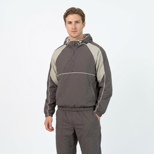 Men's Oversized Hooded Jacket and Pants <b>Set</b> Quick Dry <b>Two</b> <b>Piece</b> Outerwear Casual Sportswear for Autumn - Product Image 4
